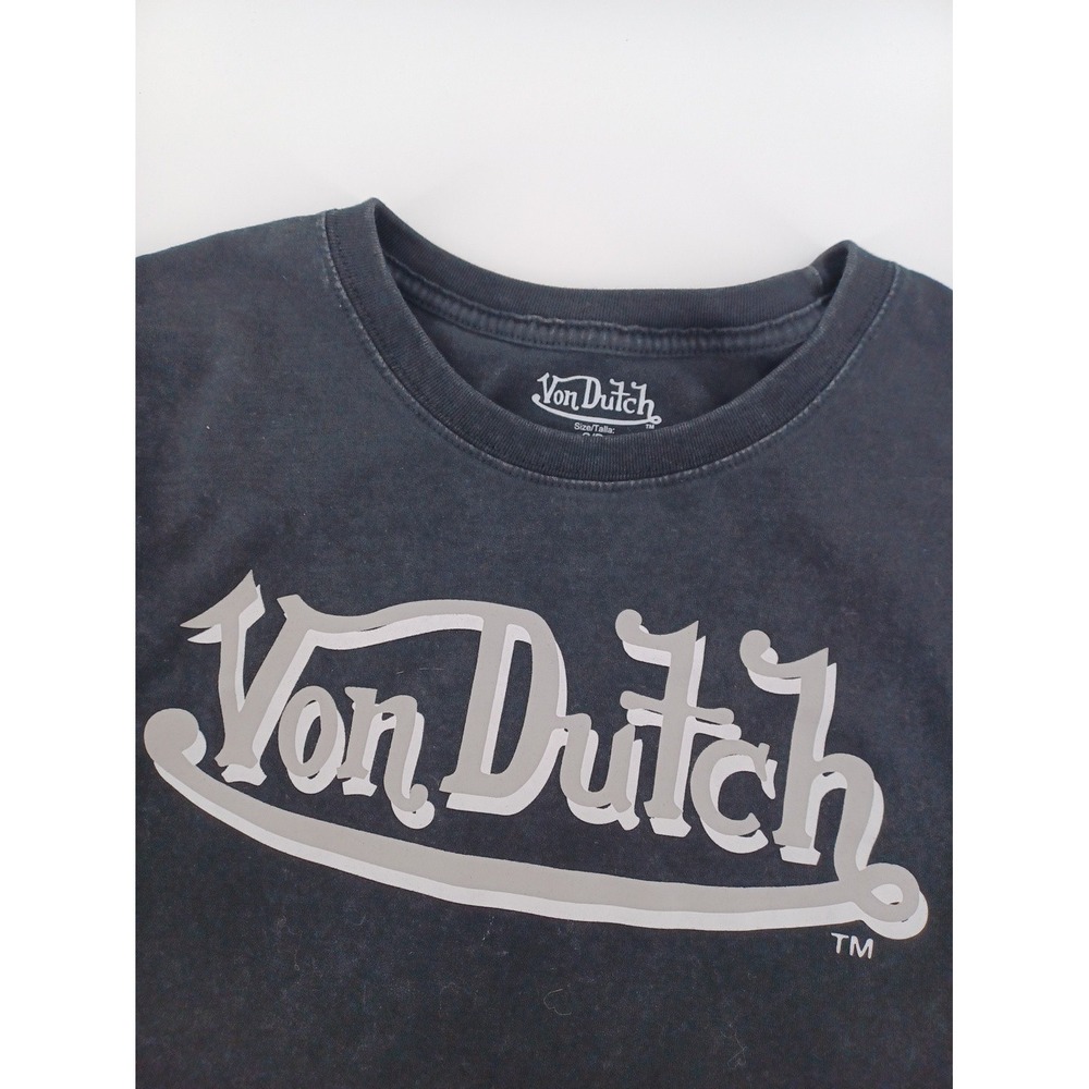 Von Dutch Mens Small Black Graphic Short Sleeve Tee Shirt